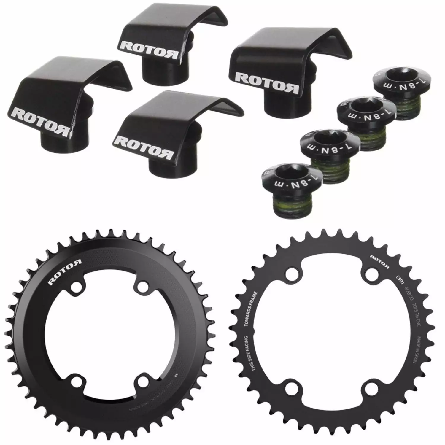 Plateaux Rotor Aero Pour Pédalier Shimano R9100 & R8000 Avec Kit De Visserie 1 Plateaux Rotor Aero Pour Pédalier Shimano R9100 & R8000 Avec Kit De Visserie